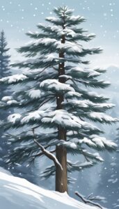 snowy winter pine tree background aesthetic wallpaper illustration 5