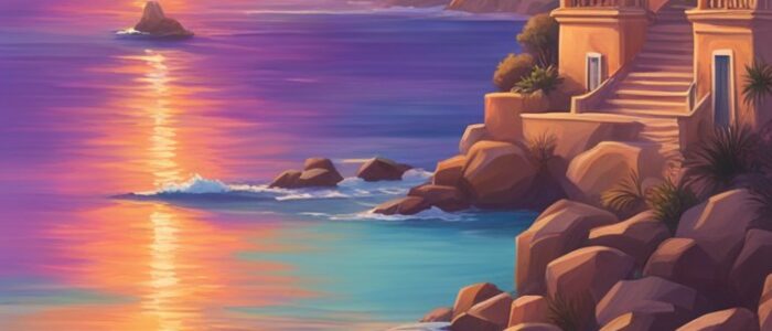 sunset Mediterranean background wallpaper aesthetic illustration 2