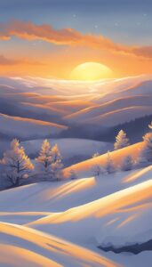 sunset snow winter background wallpaper illustration aesthetic 1