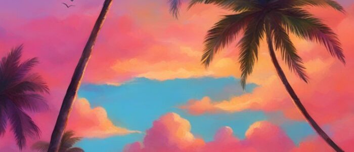 sunset tropical background wallpaper aesthetic illustration 1