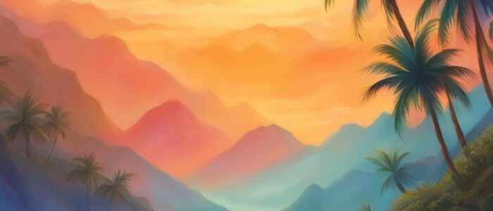 sunset tropical background wallpaper aesthetic illustration 2