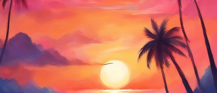sunset tropical background wallpaper aesthetic illustration 3
