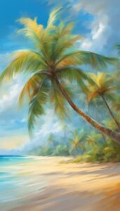 tropical beach palm tree background wallpaper aesthetic illustration 1