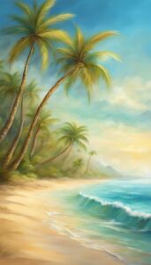 tropical beach palm tree background wallpaper aesthetic illustration 2