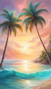 tropical beach palm tree background wallpaper aesthetic illustration 3