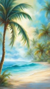 tropical beach palm tree background wallpaper aesthetic illustration 4