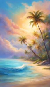 tropical beach palm tree background wallpaper aesthetic illustration 5