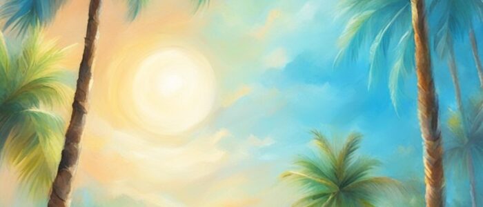 tropical blue background wallpaper aesthetic illustration 2
