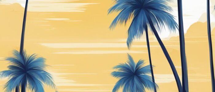 tropical blue background wallpaper aesthetic illustration 3