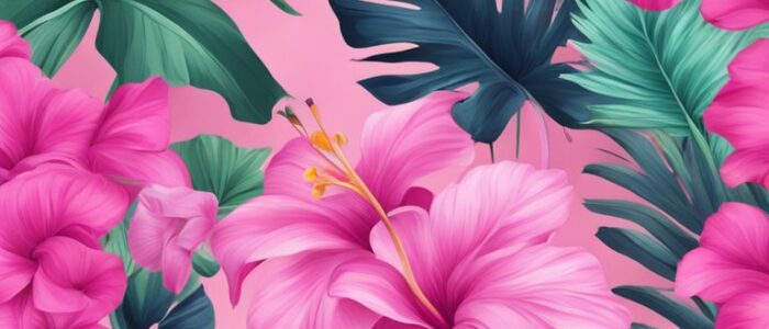 tropical pink background wallpaper aesthetic illustration 1