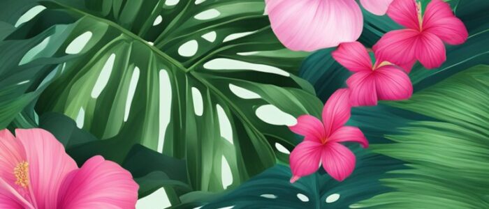tropical pink background wallpaper aesthetic illustration 2