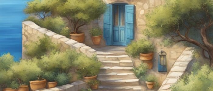 vintage Mediterranean background wallpaper aesthetic illustration 1