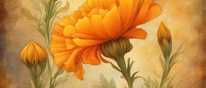 vintage marigold flower background wallpaper aesthetic illustration 2