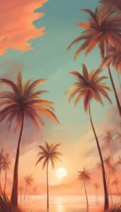 vintage palm tree background wallpaper aesthetic illustration 2