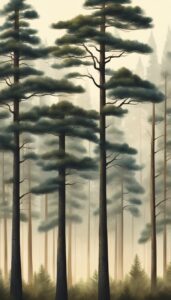 vintage pine tree background aesthetic wallpaper illustration 3