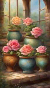 vintage roses in pots idea 2