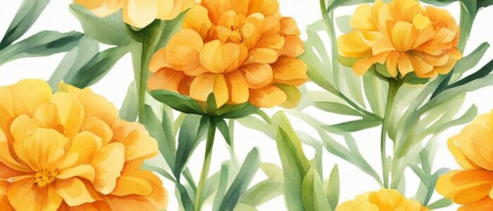 watercolor art marigold flower background wallpaper aesthetic illustration 2