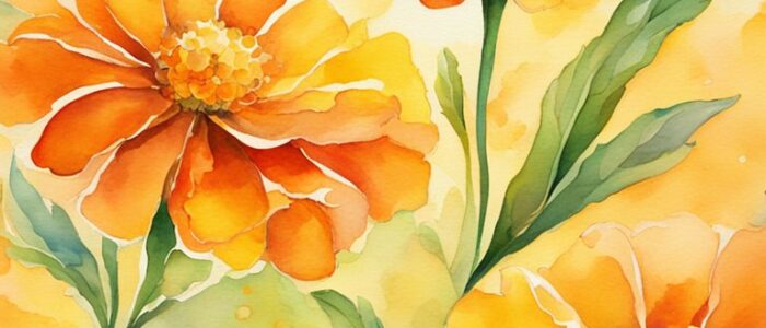 watercolor art marigold flower background wallpaper aesthetic illustration 4