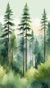 watercolor art pine tree background aesthetic wallpaper illustration 3