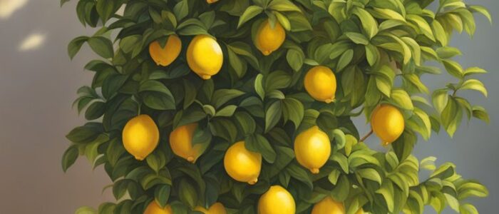 watercolor art potted lemon citrus tree background wallpaper illustration 1