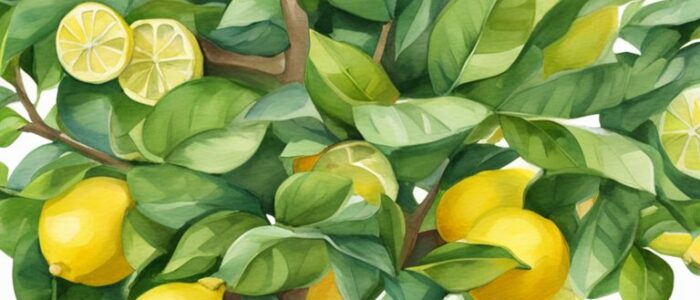 watercolor art potted lemon citrus tree background wallpaper illustration 3