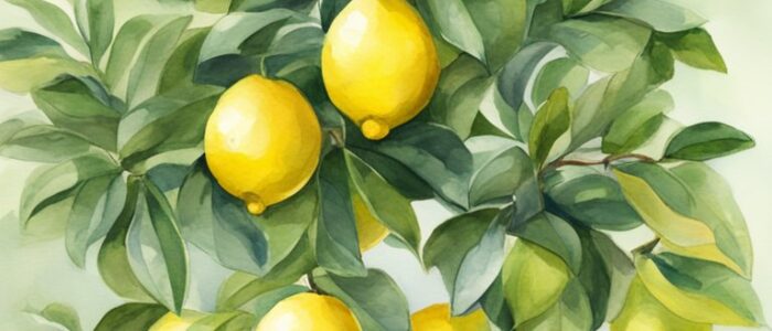 watercolor art potted lemon citrus tree background wallpaper illustration 6