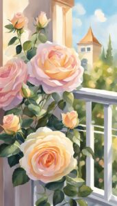 watercolor roses on balcony romantic idea 3