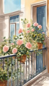 watercolor roses on balcony romantic idea 4