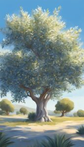white light olive tree background wallpaper aesthetic illustration 3