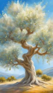 white light olive tree background wallpaper aesthetic illustration 4