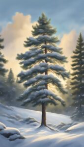 white light pine tree background aesthetic wallpaper illustration 1