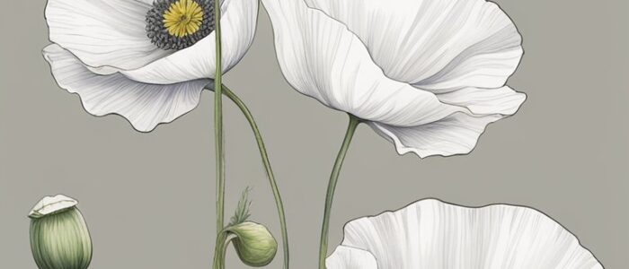 white light poppy flower background wallpaper aesthetic illustration 1