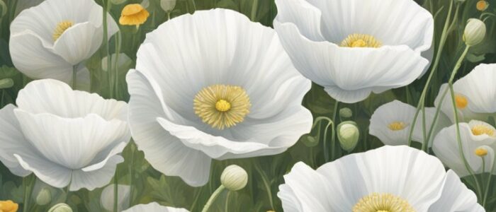 white light poppy flower background wallpaper aesthetic illustration 2