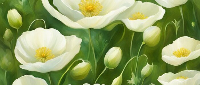 white light poppy flower background wallpaper aesthetic illustration 3