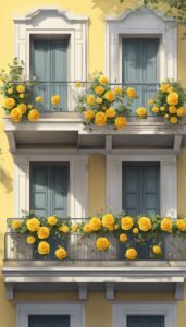 yellow roses on balcony romantic idea 1