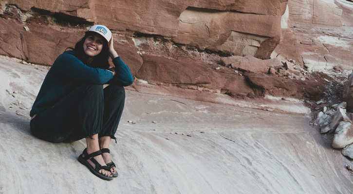 woman wearing outdoor sandals