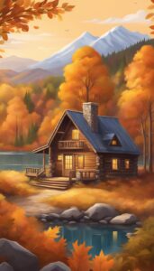 brown Mountain Cabin Autumn Aesthetic Idea 1