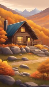 brown Mountain Cabin Autumn Aesthetic Idea 2