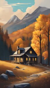 dark Mountain Cabin Autumn Aesthetic Idea 1