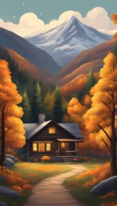 dark Mountain Cabin Autumn Aesthetic Idea 2