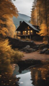 dark Mountain Cabin Autumn Aesthetic Idea 3