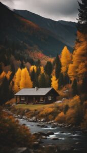 dark Mountain Cabin Autumn Aesthetic Idea 4