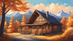 landscape Mountain Cabin Autumn Aesthetic Idea 2