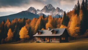 landscape Mountain Cabin Autumn Aesthetic Idea 3