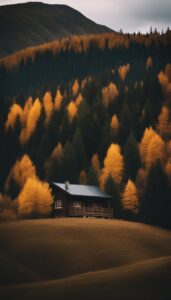 orange Mountain Cabin Autumn Aesthetic Idea 3