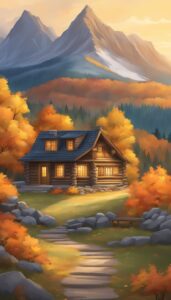 orange Mountain Cabin Autumn Aesthetic Idea 5