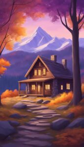 purple Mountain Cabin Autumn Aesthetic Idea 4