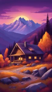 purple Mountain Cabin Autumn Aesthetic Idea 5