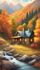 raining Mountain Cabin Autumn Aesthetic Idea 1