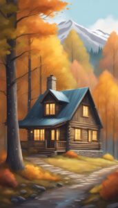 raining Mountain Cabin Autumn Aesthetic Idea 2